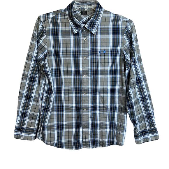 Oakley Flannel Style Button Up Shirt Blue and Black Plaid Embroidered O Logo M - Picture 1 of 7
